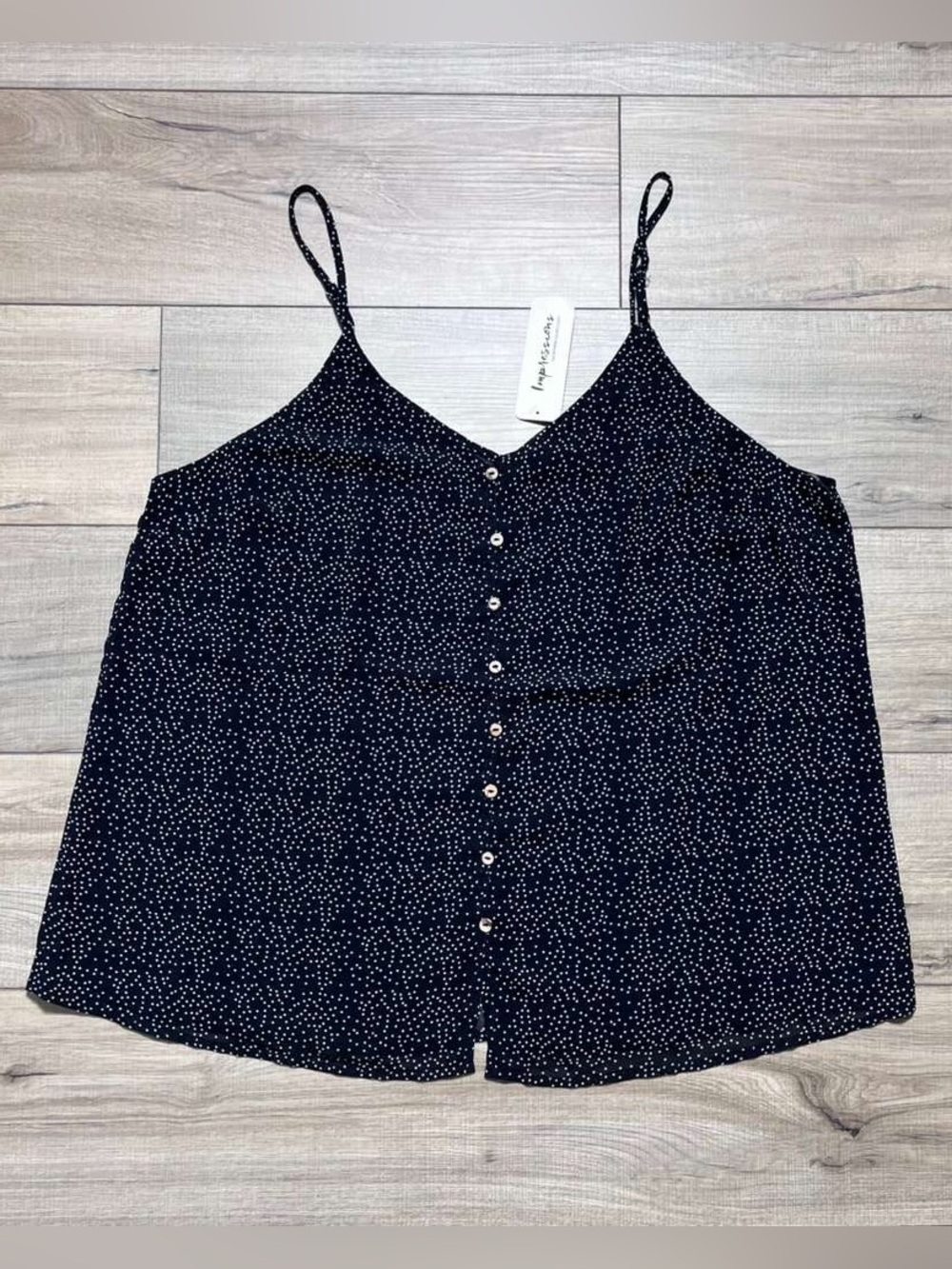 Impressions Women's Polka Dot Print Tank Top Size 3XL Black And White‎